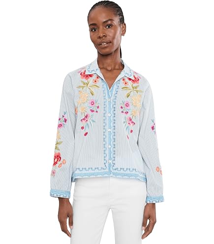 Amazon.com: Johnny Was Womens Smocked Sleeve Paris Blouse