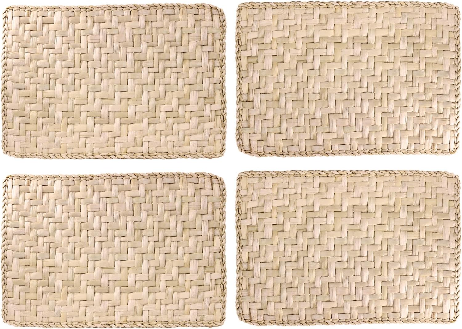 Home Decoration Set of 4 Natural Straw Rectangular Placemats Amazon.es