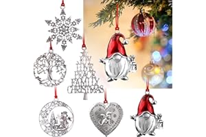 FAMALL Christmas Tree Ornaments, 6PCS - Santa Claus, Life Tree, Loving Dog, Snowman, Letters, Snowflake