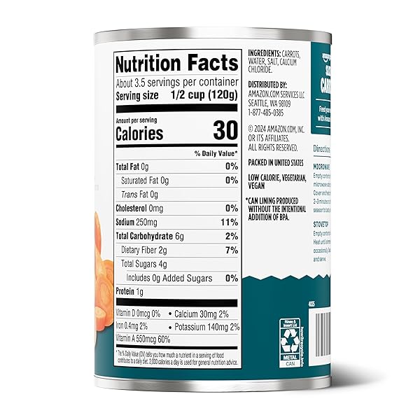 AMAZON GROCERY, CANNED SLICED CARROTS, 14.5 OZ
