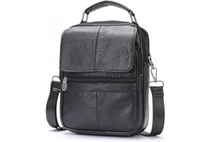 HEBETAG Leather Shoulder Messenger Handbag for Men Business Travel Outdoor Crossbody Pack Casual Pouch Briefcase Hand Bag Daypack
