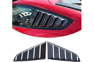 WildWell Rear Side Window Louvers for Ford Mustang Louvers 2015-2023 Side Windshield Sun Shade Cover Accessories Carbon Fiber Style