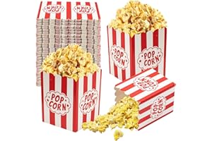 Rzoklot Mini Popcorn Boxes for Parties, 100 Pack – 3×4 Inch Red & White Striped Popcorn Bucket Boxes, Snack Bowl Containers f