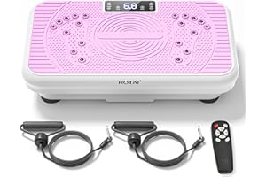 ROTAI Vibration Plate, Lymphatic Drainage Massager for Circulation Boost & Recovery, Vibration Plate Exercise Machine with Remote & Loop Bands, Compact Home Fitness Platform for Shaping