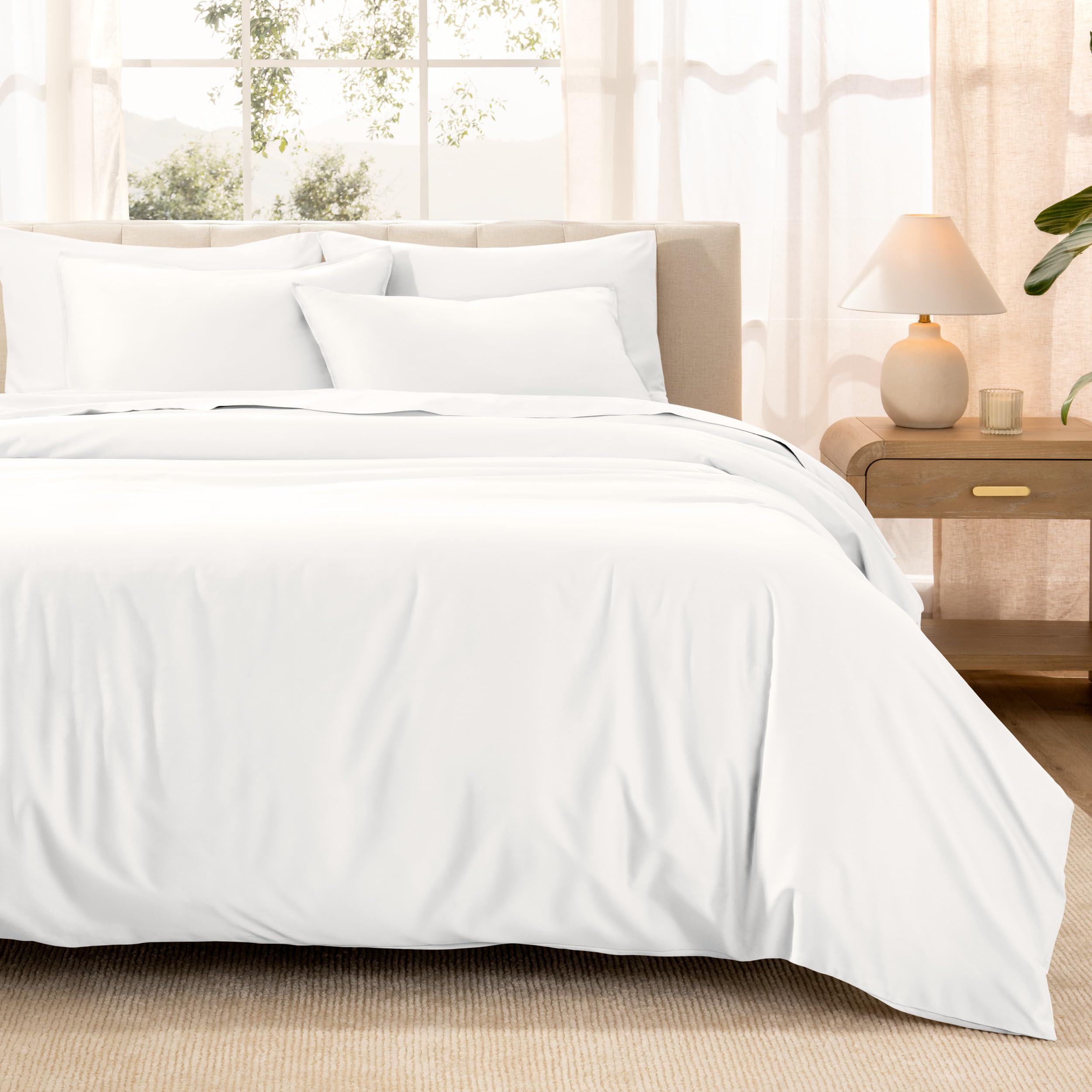 Photo 1 of Bare Home 100% Organic Cotton Sateen Duvet Cover Set - Extra Long Size - 400 Thread Count - Smooth Sateen Weave - Warm & Luxurious - Duvet Cover (Twin/Twin XL, White)