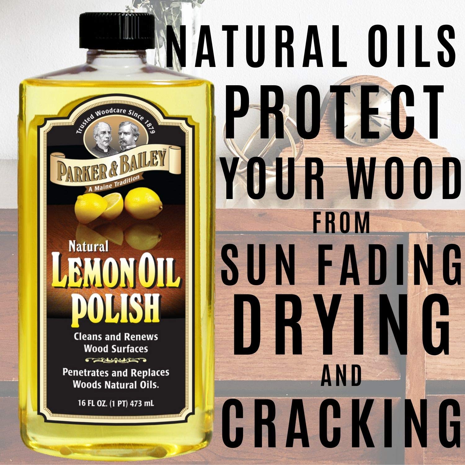 Parker & Bailey Lemon Oil Polish Bundled with Kitchen Cabinet Cream- Furniture Polish Oil and Wood Cleaner 16 oz Combo