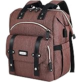 Laptop Backpack for Women,Stylish Doctor Nurse Teacher Work Travel Backpack for 15.6 Inch Laptop with RFID Anti-theft USB Charging Port Water Resistant College Purse Business Computer Bookbag-Rusty