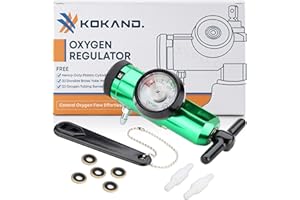 KOKAND Oxygen Regulator 0-25LPM - Oxygen Tank Regulator with Gauge, CGA-870 Fitting - Includes Wrench Key, 5 Brass Yoke Washe