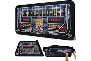 70"X35" Double Dealer Craps Table Top Mat - Smooth, Durable Edge-Stitched 3mm Rubber Craps Mat, Non-Slip, Water-Resistant, Po