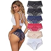 Cinvik Sexy Panties for Women Sexy Comfy Underwear for Women Panties Sexy No Trace Ice Silk Ladies Colorful Lace Bikini