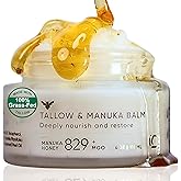 100% Grass-Fed Suet Beef Tallow and Manuka Honey Balm Natural Moisturizer Cream for Face & Body Eczema Relief Cream Moisturizer for Dry Skin Pure Tallow Face Moisturizer for Sensitive Skin