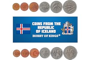 HOBBY OF KINGS Set of 6 Coins from Iceland: 5, 10, 50 AURAR, 1, 5, 10 KRONUR. 1981-1994