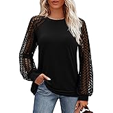 Uhiger Womens Long Sleeve Tops Fashion Cute Lace Blouses Business Casual Crew Neck Shirts 2025 Trendy Work Outfits
