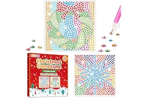 pigipigi Christmas Art Craft Kits for Kids: Diamond Window Suncatcher Kit for Girl 6 7 8 9 10 Years Old DIY Gem Sticker Activities for Birthday Christmas Toy Gift Decorations