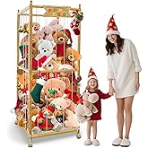 Large Stuffed Animal Storage, 550L Wood Plush Toy Storage With Wheels, Kids Plushies Storage With Thicker Elastic Band, Stuffed Animal Organizer For Playroom, Bedroom, Nursery(22.5in*22.5in*66.4in)