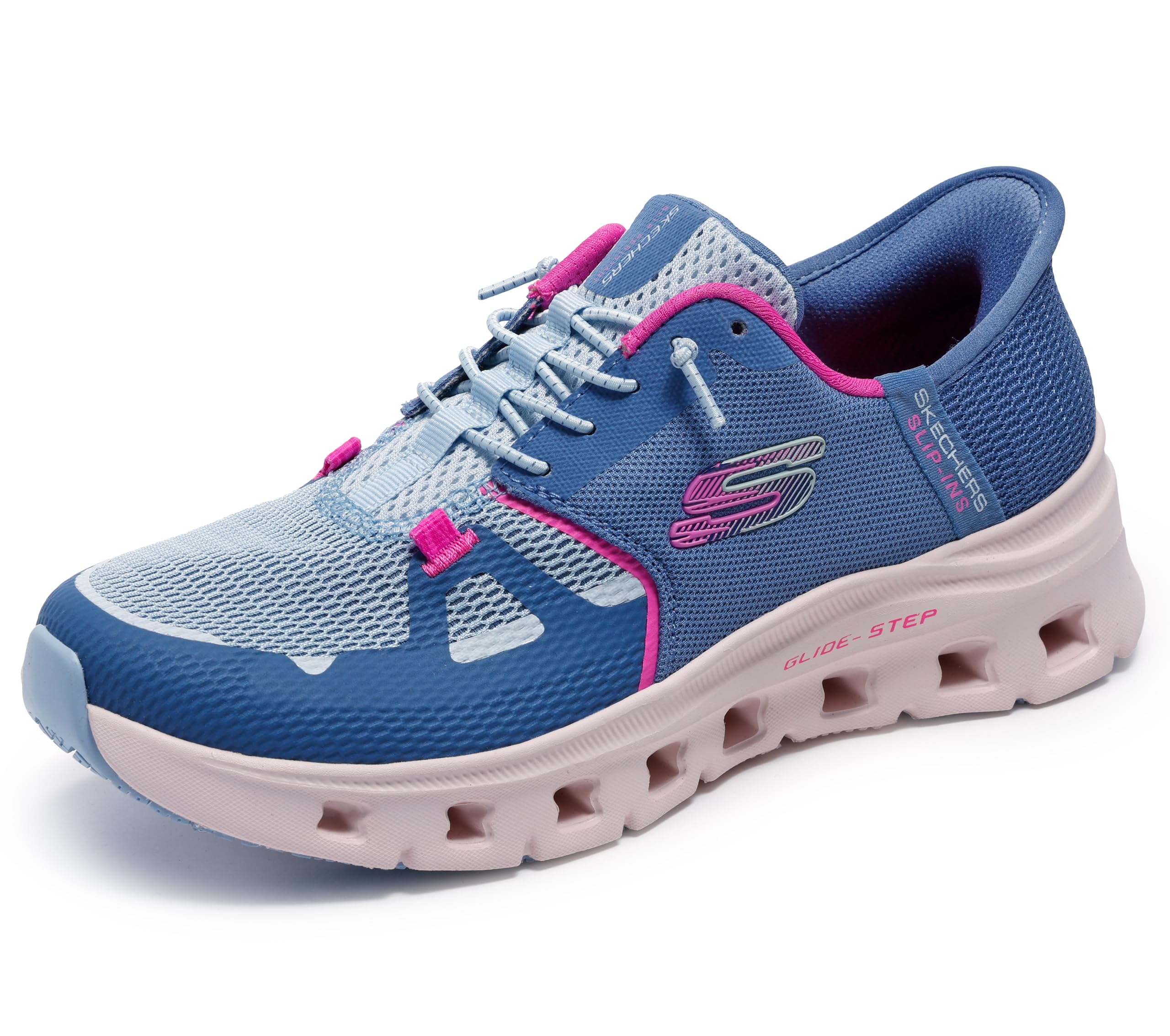 Photo 1 of Skechers Women's Glde Step Pro SR Edrura Hands Freee Bungee Health Care Professional Shoe, Slate/Pink, 8