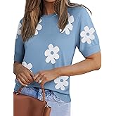 Zeagoo Women Short Sleeve Sweater Summer Crew Neck Dressy Casual Soft Knit Pullover Tops Trendy