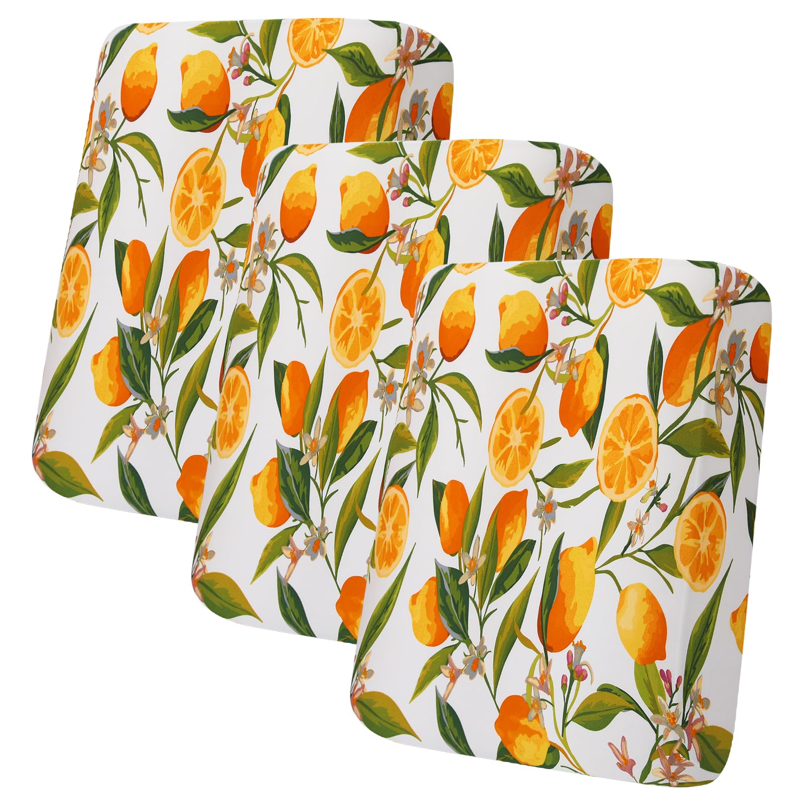 hyha Printed Couch Cushion Covers, Floral Sofa Covers Washable for 3 Cushion Couch, Stretch Pattern Outdoor Cushion Covers for Patio Furniture with Elastic Bottom(3 Packs, Lemon) Image
