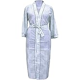 CRAFT KALA Women's Kimono Robe Long Robes with White Colorful Flowers Printed Kimono Nightgown, One Size