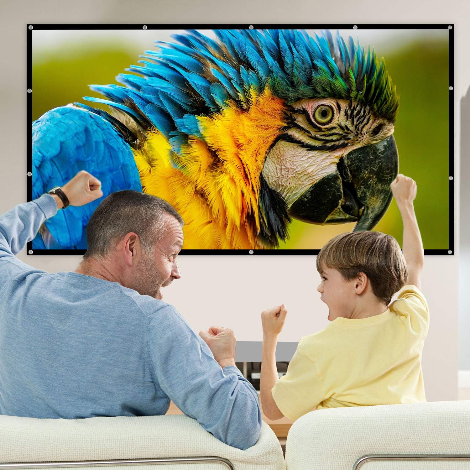 Mdbebbron 120 inch Projection Screen 16:9 HD Foldable Anti-Crease Portable Projector Movies Screen for Home Theater Outdoor Indoor Support Double Sided Projection: Electronics