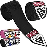 RDX Boxing Hand Wraps 4.5M / 180 Inches – Mexican Style Semi-Elastic MMA Inner Gloves - Wrist Support for Muay Thai, Kickboxing, BJJ, Karate - Thumb Loop & Hook and Loop Closure - Cotton & Nylon Blend