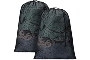 Aegero 2 Pack Mesh XL Laundry Bags,Machine Washable Dirty Clothes Organizer with Drawstring and ID Tag, Large Laundry Hamper Liner Enough to Laundry Essentials for Travel, Sports(24"x 36",Black)