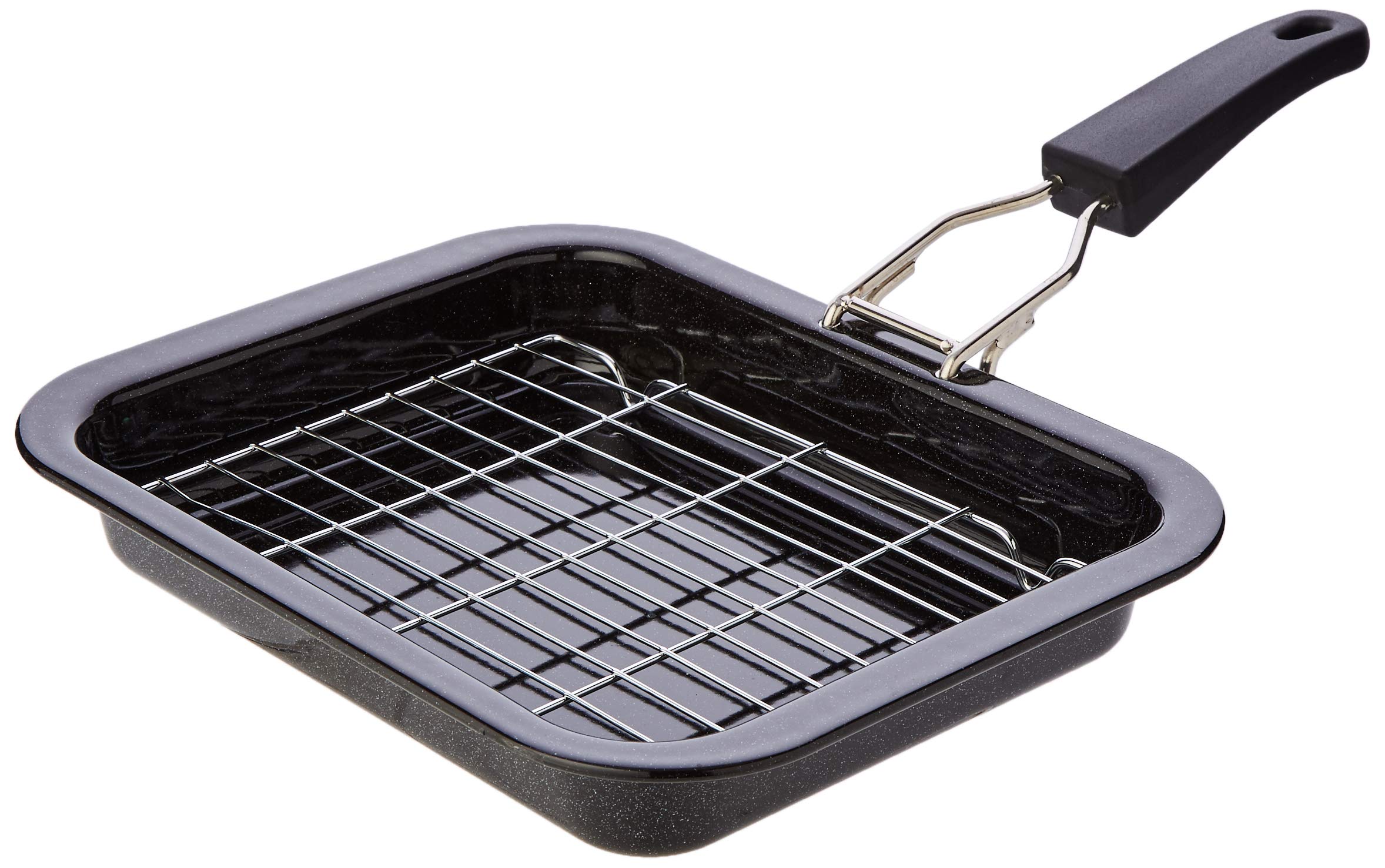 Pendeford Enamel Grill Pan and Rack, 28x22x4cm, Black