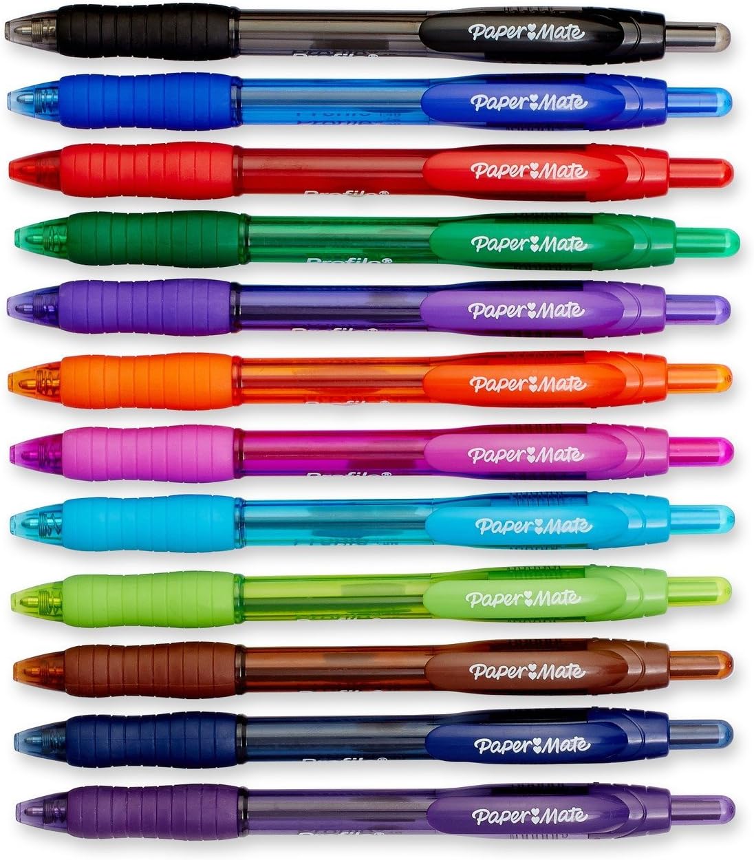 Paper Mate Profile Retractable Ballpoint Pens, Bold (1.4mm), Assorted Colors, 12 Count : Ballpoint Stick Pens : Office Products