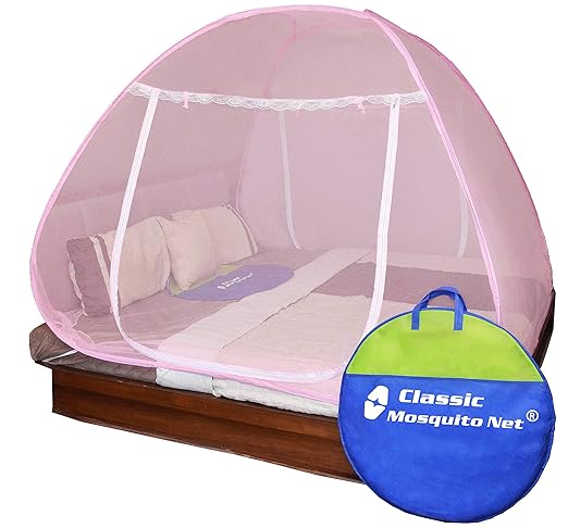 Classic Mosquito Net Foldable Flexible for Double Bed|King Size| - Full Pink