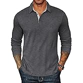 COOFANDY Mens Long Sleeve Polo Shirts Classic Casual Button Polo Tee Lightweight Collared Golf Shirt