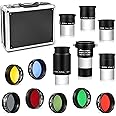 Astromania Telescope Accessory Kit 1.25 Inch Telescope Eyepiece and Filter Set Deluxe Version - with 5pcs Plossl Eyepieces Set, 6pcs Colored Filter Set, Moon Filter, 2X Barlow Lens & Sturdy Carry Case