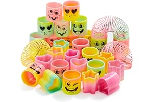 JOYIN 30 Pcs Spring Rainbow Party Favor, Mini Plastic Coil Spring Toy, Fidget Stress Coil Mini Springs Bulk Toys for Carnival
