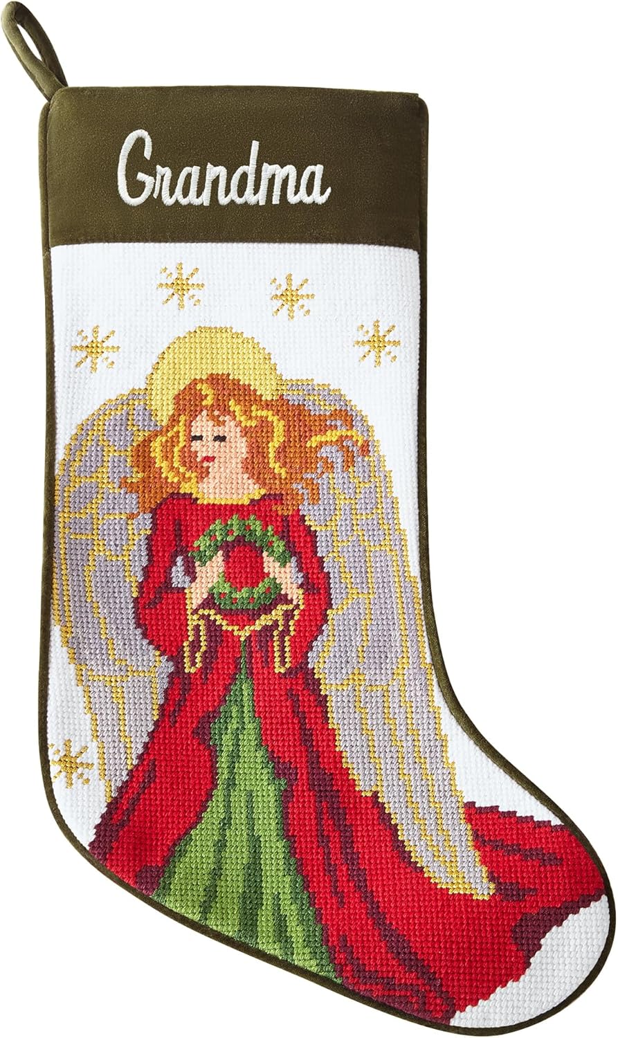 Stockings & Holders - Let's Make Memories Personalized Needlepoint Christmas Stocking - Embroidered Family Stockings - Old-Fashioned Christmas Décor - Mantel Décor - 8