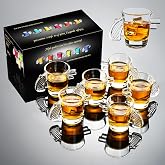 FrutPunch Shot Glasses Set of 6, 1.7oz Gun Clear Tequila Glasses Bulk | Espresso Shot Glass, Whiskey, Espressos, Spirits &amp; Liquors, Mini Shot Glasses Bulk Dishwasher Cleaning