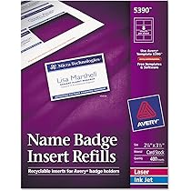 Amazon.com : Avery 5390 Insert Badge Refill, Fits 2-1/4-Inch ...