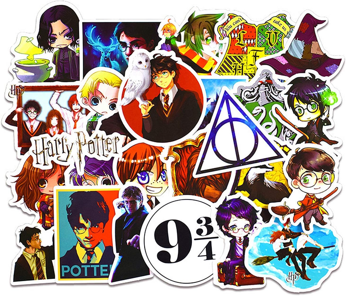 Sanmatic 50 Pcs Sticker Pack,Harry Potter Unique Cool Stickers Kid Teens Notebook Guitar Skateboard Travel Stickers Waterproof (Potter)