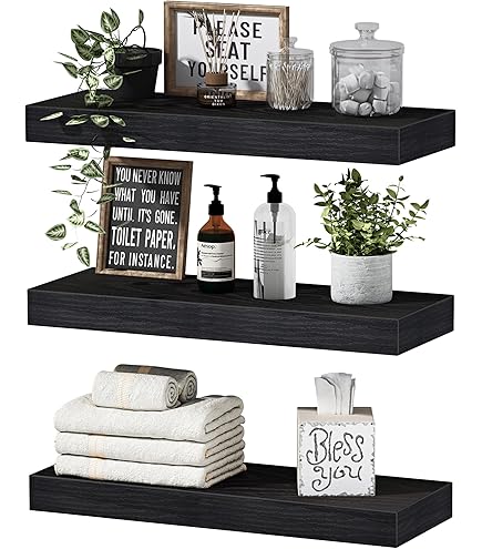 NATURE'S SOURCE Corner Floating Shelves With Invisible Brackets, Corner Shelves Wall Mounted Set Of 3, Bedroom Bathroom Kitchen Living Room Office- Modern Style 16.6" X 6" (White