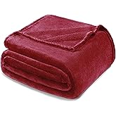Exclusivo Mezcla Fleece Blankets Queen Size for Bed, Super Soft and Warm, All Season, Cozy, Plush, Lightweight, 90x90 Inches, Deep Red