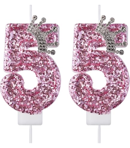 VSHILI 55th Birthday Candles - Silver Number 55 Cake Candles Decorations For Men & Women, 55th Party Cake Topper - View #3