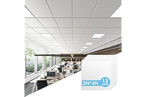 MODCART Drop Ceiling Tiles, Smooth White PVC Ceiling Panel 24 x 24in, Fire Rated Reusable & Waterproof Washable, High-Grade PVC to Prevent Breakage - Package of 12 Tiles