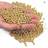 Chuyau 1000pcs Gold 6mm Pearl Beads with Hole Round Pearls for Crafting Loose Pearl Beads for Jewelry Making Fake Pearls Bead for Bracelets Necklaces Earrings Key Chains Accessories DIY