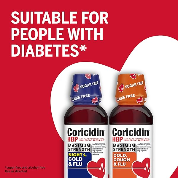 CORICIDIN HBP MAXIMUM STRENGTH COLD & FLU DAY & NIGHT SUGAR-FREE LIQUID TWINPACK, DECONGESTANT-FREE COLD MEDICINE FOR ADULTS WITH HIGH BLOOD PRESSURE -12 FL OZ (PACK OF 2)