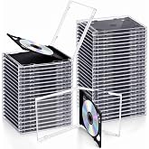50 Pack Standard Double CD/DVD Jewel Case for Disc Storage with Tray,Black | 10.4 mm Clear Plastic Jewel Cases for Media Collection, Standard 2 Disc Holders for Dvds, Cds and Gift Packaging