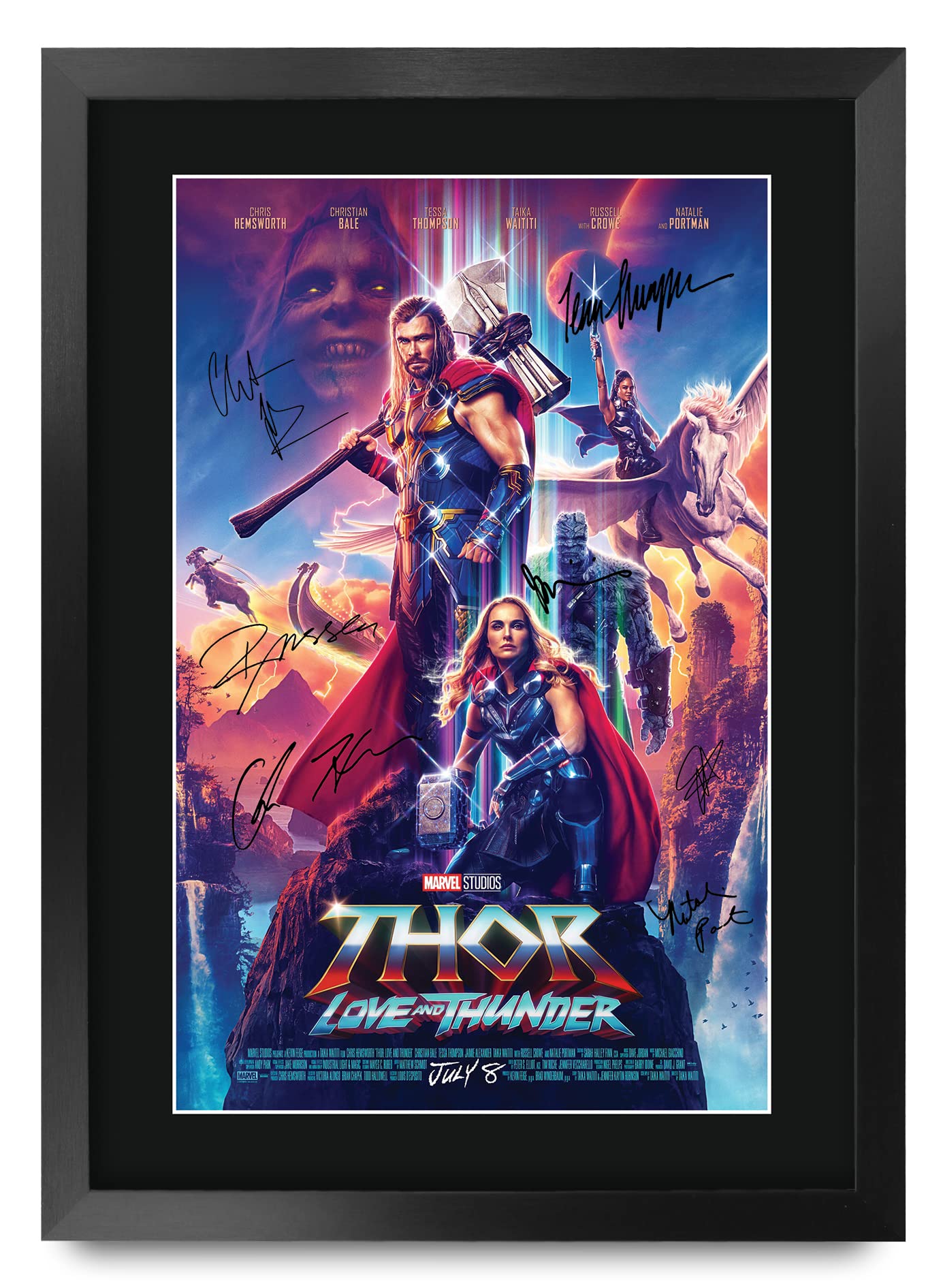 HWC Trading FR A3 Thor 4 Love and Thunder Chris Hemsworth Gifts Printed Poster Signed Autograph Picture for Movie Memorabilia Fans - A3 Framed
