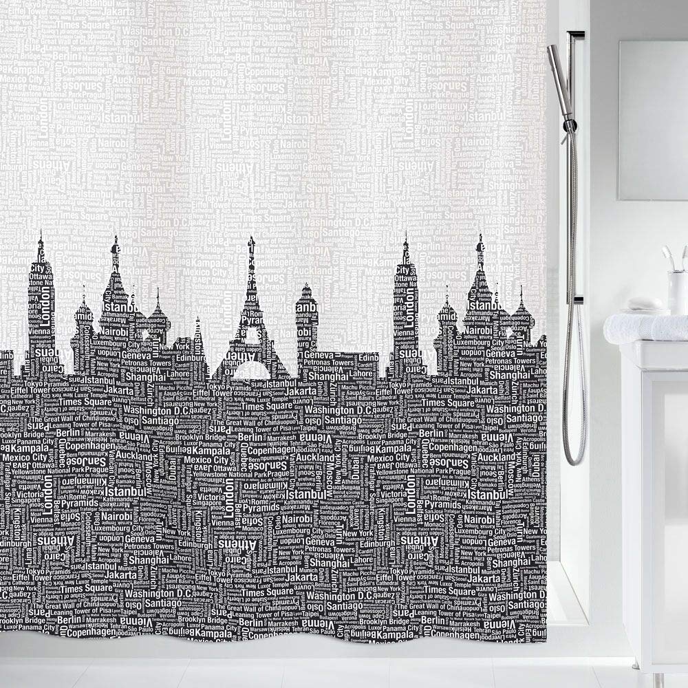 Spirella Urban Textile Shower Curtain 240 x 180 cm Black