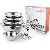 AVADOR Set of 6 Premium Stainless Steel Mixing Bowls Set, Easy To Clean, Space Saving Nestable Design, Great for Cooking, Bak