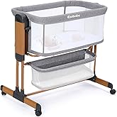 Ezebaby 3-in-1 Baby Bassinet, Rocking Baby Bassinets Bedside Sleeper, Adjustable Portable Crib for Newborn Infant with Wheels Storage Basket and Mesh Sides