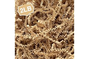 Corlcol 2LB Crinkle Cut Paper Shred Filler for Bag Gift Box Basket Confetti Paper Shreded Stuffing Decoration for Christmas Day Holiday Party(Kraft)