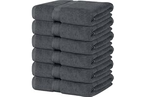 SIMPLI-MAGIC Cotton Bath Towels, 25”x50”, Gray, 6 Pack