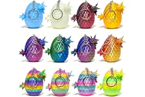 BGEZXUY 12 Pcs 3D Printed Dragon with Egg Inside, Mini Dinosaur Eggs Set Articulated Crystal Dragon Fidget Toys for Kids, Halloween, Birthdays, Christmas Decorations Gifts Indoor Outdoor(Style B)